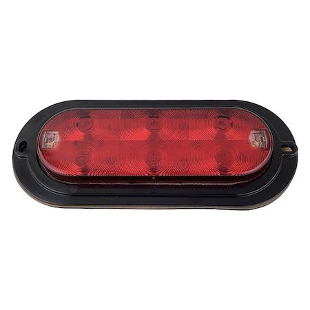 Truck-Lite 60 Series, Led, Red/Clear Oval 8 Diode Stop/Turn/Tail & Back-Up, Black Surface Mount, Hardwired 60554R